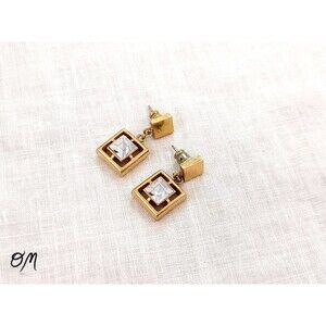 Avon Vintage Square Cut Lead Crystal Earrings